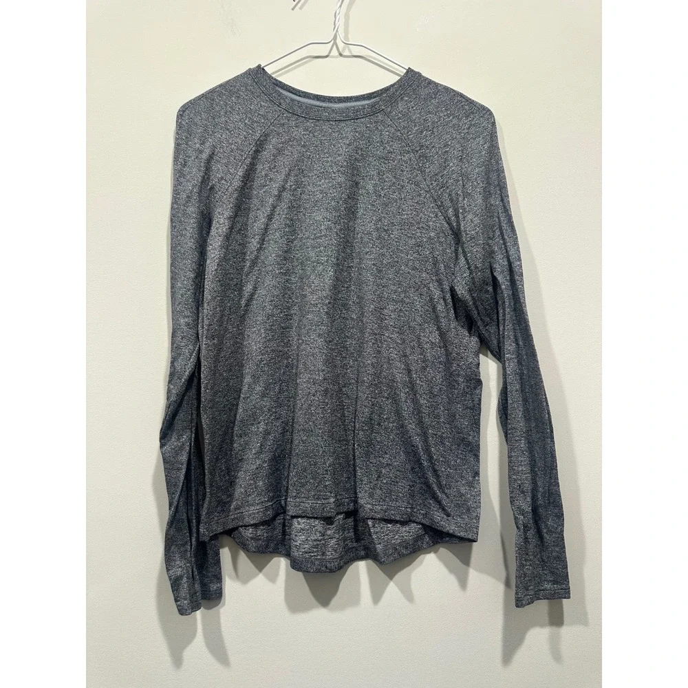 Lululemon Long Sleeve Grey‎ Heathered Running Top LW3HIOR Size 6